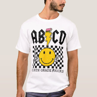 T-shirt Abcd 4E Grade Rocks Éclairage au crayon Enseignant