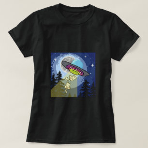 T-Shirt Abduction de Chat Rétro UFO   Art Pixel Dr