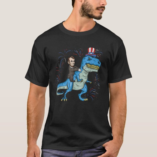 T-shirt Abe Lincoln A Dinosaur T Rex 4 juillet Bo (Devant)
