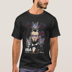 T-shirt Abe Lincoln amateur de chats drôle 4 juillet indép