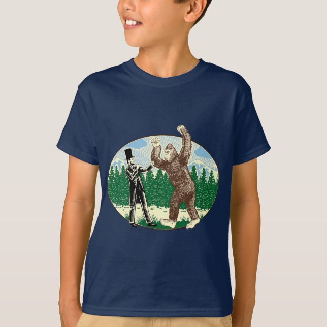 T-shirt ABE LINCOLN : CHASSEUR de SASQUATCH - logo drôle (Devant)