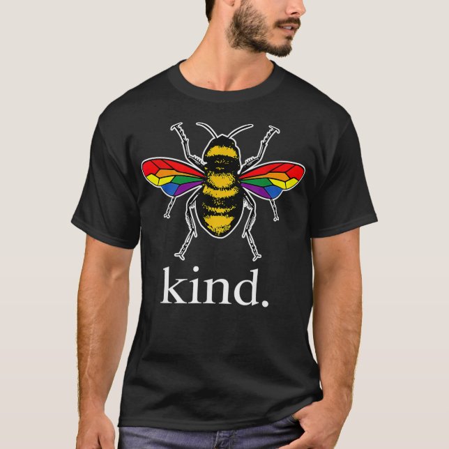 T-shirt Abee Kind LGBTQ Ally Gay pride Rainbow Bumblebebe  (Devant)