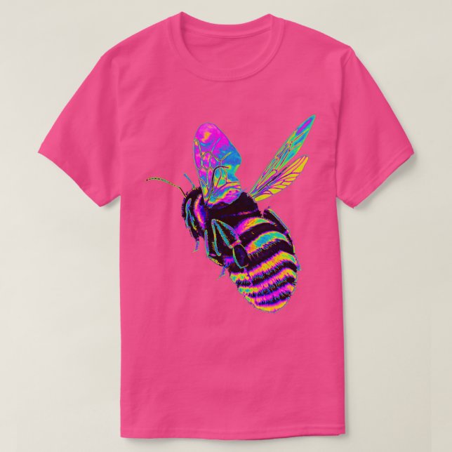 T-shirt Abeille à bosse rose et bleu (Design devant)