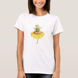T-shirt Abeille blanche mignonne sur une fleur