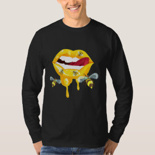 T-shirt Abeille de miel goutte à goutte Lèvres de miel fon