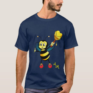 T-shirt Abeille de miel mignonne avec coeur et monogramme