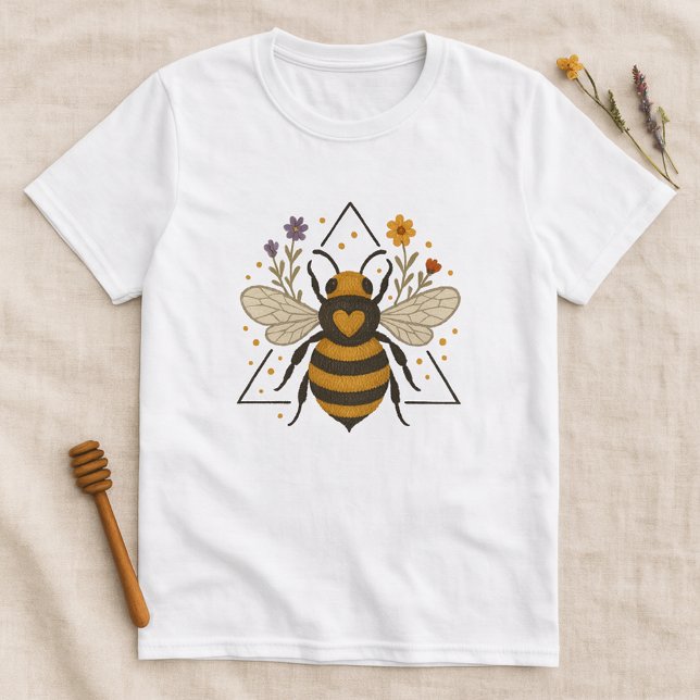 T-shirt Abeille d'été florale mignonne (Créateur téléchargé)