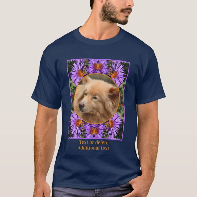 T-shirt Abeille sur le cadre de fleurs Aster Créer votre p (Devant)