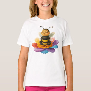 T-shirt Abeille Sur Une Fleur Vibrante Faisant Du Yoga