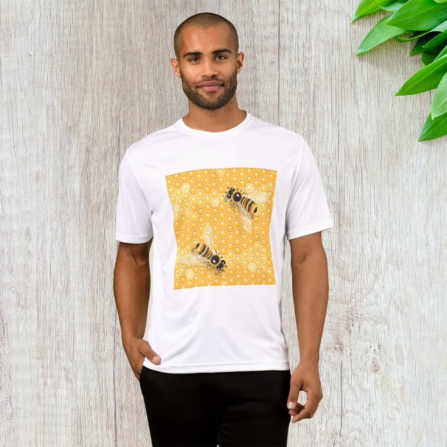 T-shirt Abeilles de miel sur un Motif de nid d'abeille (Créateur téléchargé)