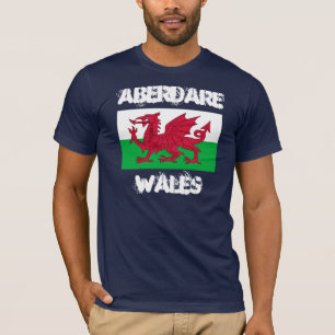 T-shirt Aberdare, Pays de Galles avec drapeau gallois