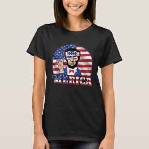 T-shirt Abraham Lincoln 4 juillet Drapeau Américain