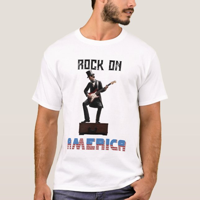T-shirt Abraham Lincoln Jouer de la guitare (Devant)