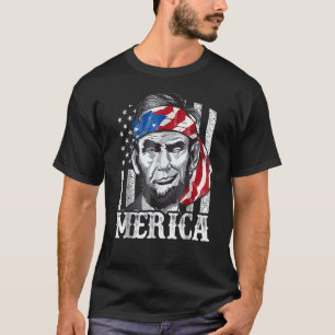 T-shirt Abraham Lincoln Merica 4 juillet Hommes American F