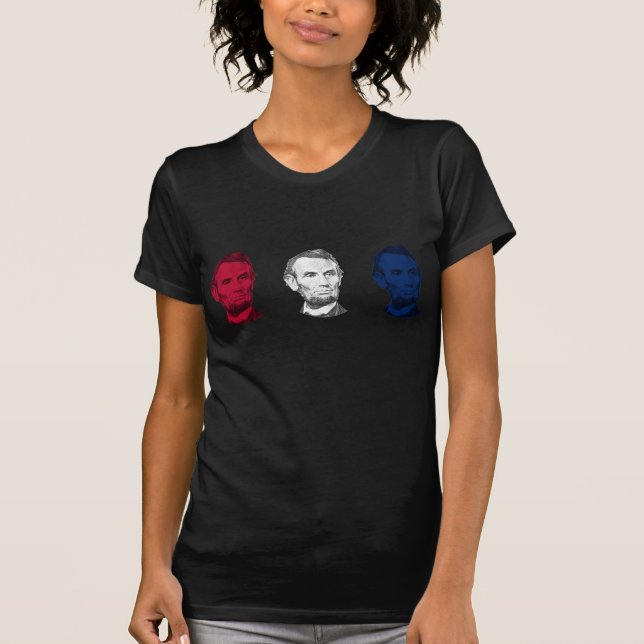 T-shirt Abraham Lincoln rouge, blanc, et bleu (Devant)