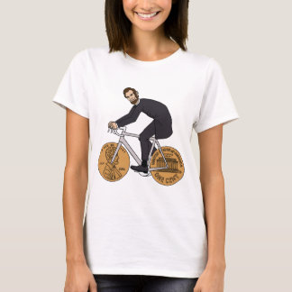 T-shirt Abraham Lincoln sur un vélo avec des roues de