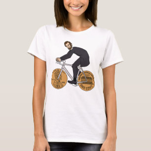 T-shirt Abraham Lincoln sur un vélo avec des roues de