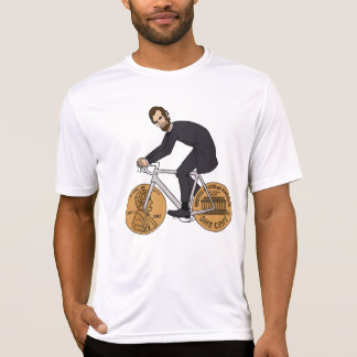 T-shirt Abraham Lincoln sur un vélo avec des roues de