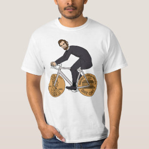 T-shirt Abraham Lincoln sur un vélo avec des roues de