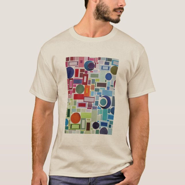 T-shirt abrégé sur collage de mosaïque de disco des années (Devant)