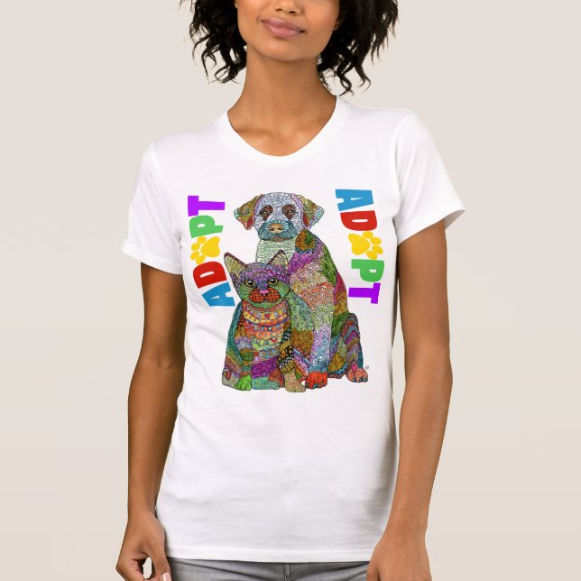 T-shirt Abri animal Chien et chat adopter Ne pas faire de  (Devant)