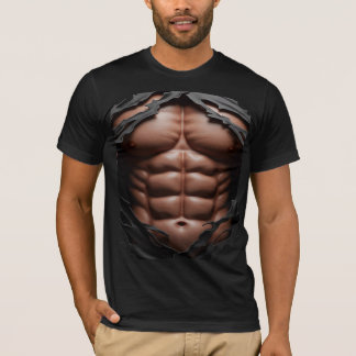T-shirt Abs déchiré 3D - Poitrine musculaire réali