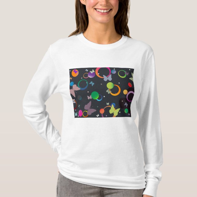 T-shirt Abstract Butterflies and Geometric Circles Pattern (Devant)