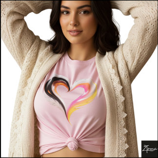 T-shirt Abstract Glossy Feathered Heart Pop Art
