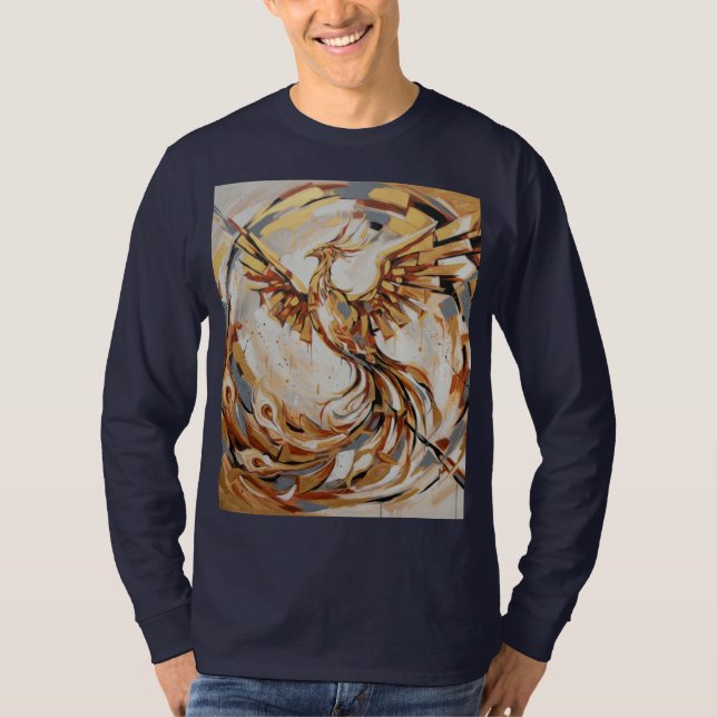 T-shirt Abstract Golden Phoenix Rising  (Devant)