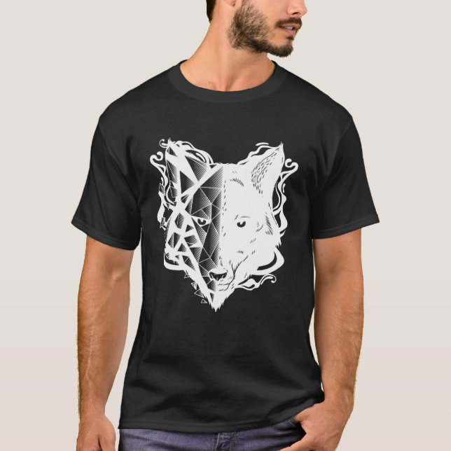 T-shirt Abstract Wolf Head Geometric (Devant)