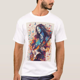 T-shirt Abstrait coloré musique guitariste Art