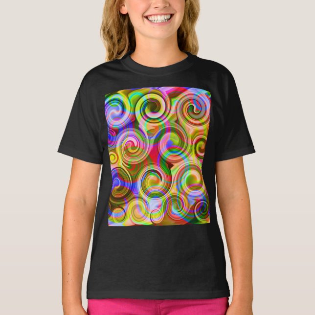T-shirt abstrait géométrique Scroll Pastel (Devant)