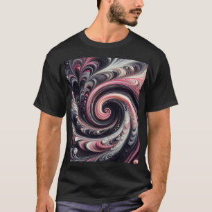 T-shirt Abstrait moderne de tournage rose, noir et blanc