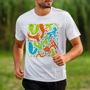 T-shirt Abstrait Motif de chat Whimsical moderne animal de