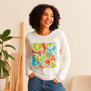 T-shirt Abstrait Motif de chat Whimsical moderne animal de