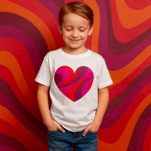 T-shirt Abstrait Motif de la rotation du coeur rouge et ro