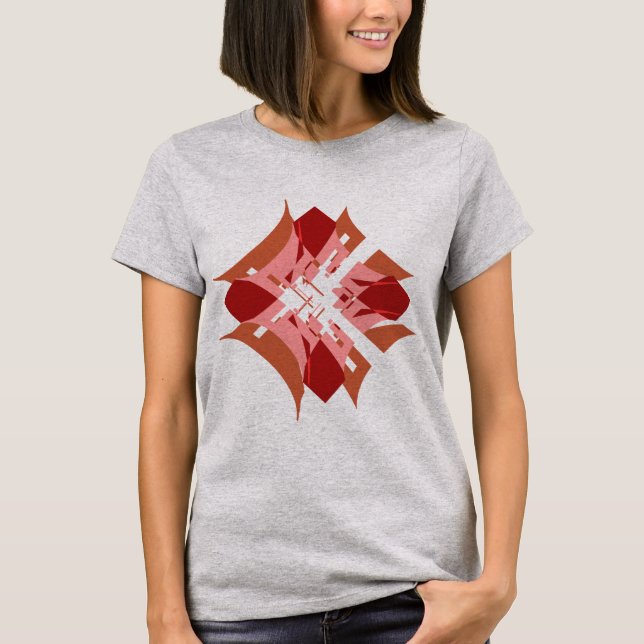 T-shirt Abstrait Rouge Tan rose Diamond Floral Pop Art Loo (Devant)