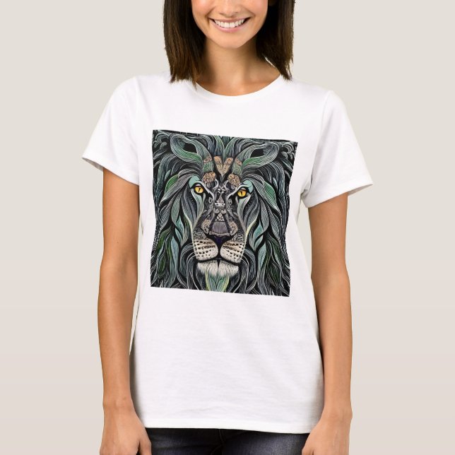 T-shirt Abstrait Shabby Chic King Lion (Devant)