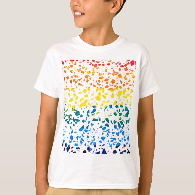 T-shirt Abstrait Terrazzo Mosaic coloré Rainbow Motif (Devant)