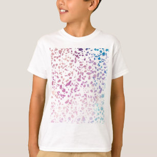 T-shirt Abstrait Terrazzo Mosaic rose et Motif bleu