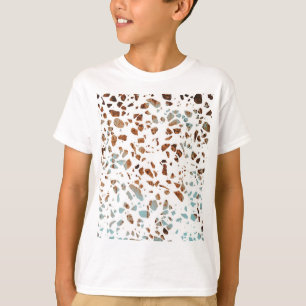 T-shirt Abstrait Terrazzo Mosaic rouille Brown & Motif ble
