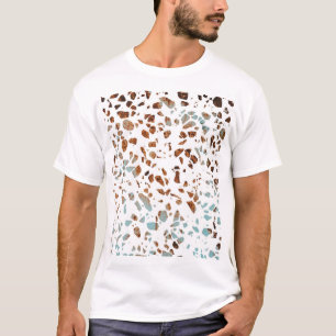 T-shirt Abstrait Terrazzo Mosaic rouille Brown & Motif ble