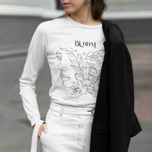 T-shirt Abstrait Woman Line Art, bohème bohème