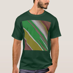 T-shirt Abstraite diagonale verte et Brown