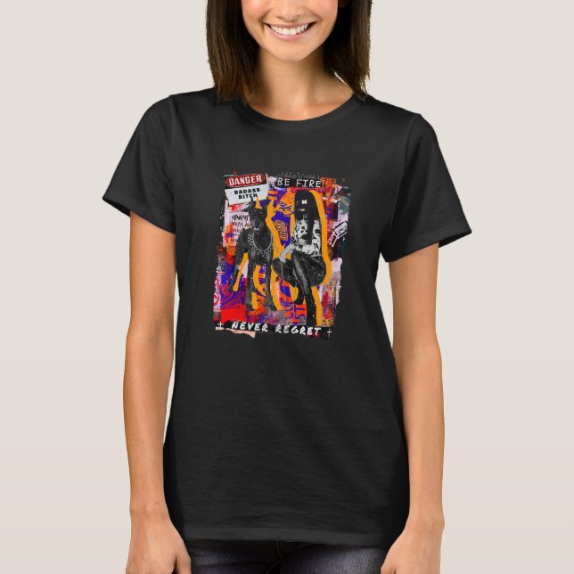 T-shirt Abstraite fille Doberman Villes Style Collagen Reb (Devant)