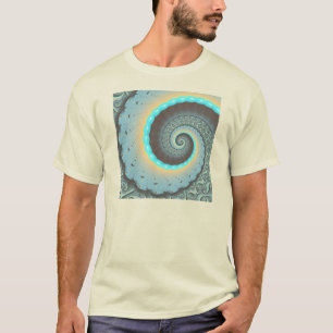 T-shirt Abstraite spirale d'art fractal bleu turquoise ora