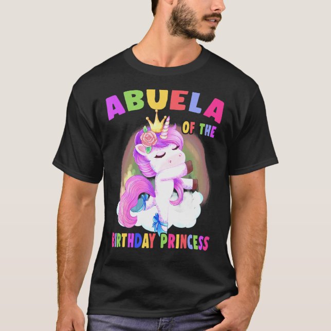 T-shirt Abuela De L'Anniversaire Princesse Unicorn Girl (Devant)