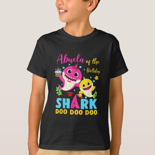 T-shirt Abuela Of The Birthday Shark Mom Matching Family  (Devant)
