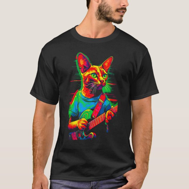 T-shirt Abyssinian Cat Guitar (Devant)