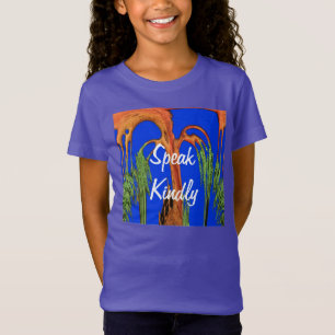 T-Shirt Acacia incurvée avec Kaleidoscopie Feuille Impress